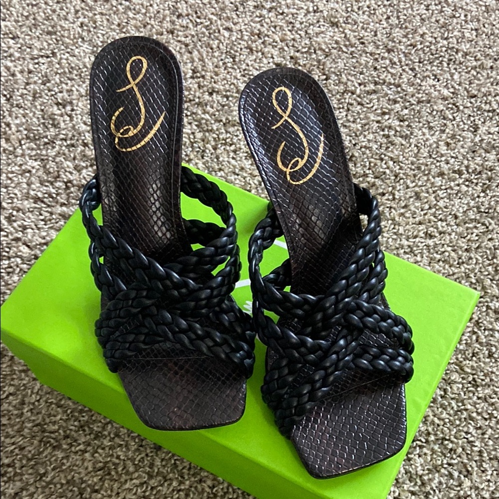 Elegant Black Braided Women's Heels
